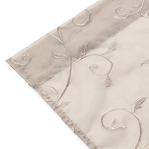 Chanasya Premium Embroidered Swirl Vine Sheer Curtains 52" x 108" Navy Blue 2 Panels A138