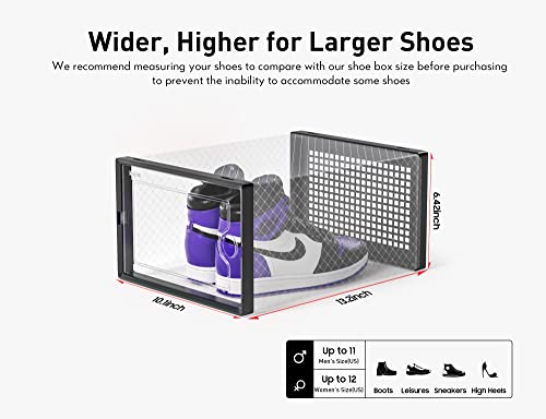 Kuject X-Large Clear Plastic Stackable Shoe Storage Boxes, 12 Pack, Blue Y142131