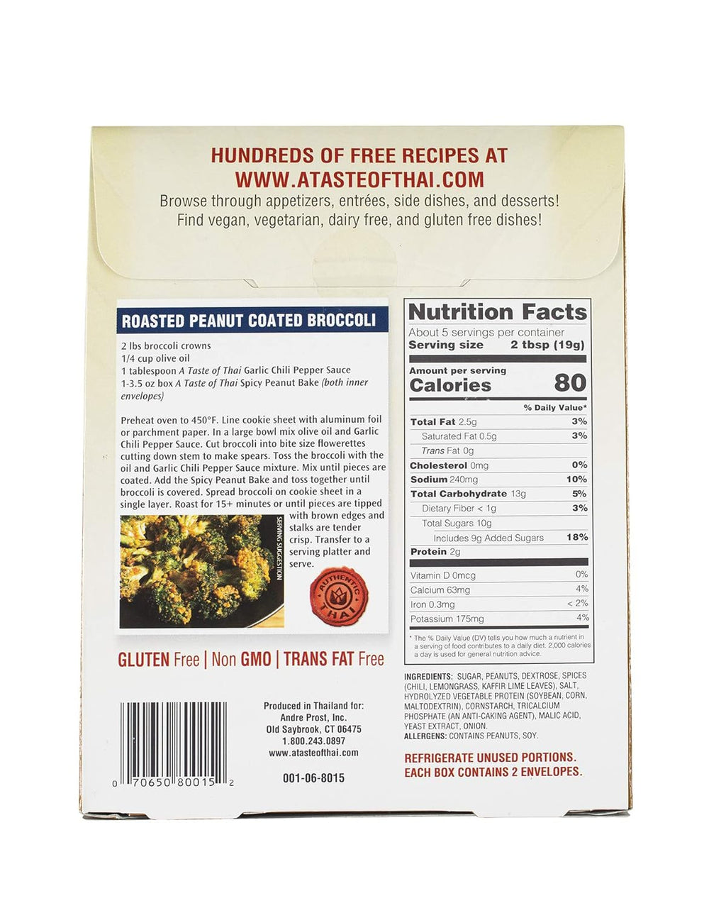 A Taste of Thai Spicy Peanut Bake 3.5oz Pack of 6 Gluten-Free P20827