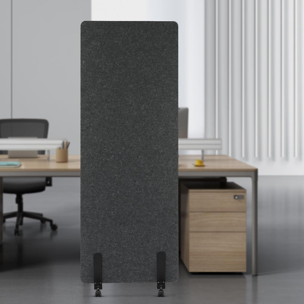 Freestanding 24" x 66" Acoustic Room Divider Partition, Dark Gray M9397
