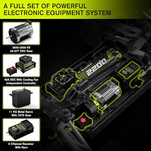 RIAARIO 1/10 Brushless RC Monster Truck, 4WD, 50+ MPH, Black J3143