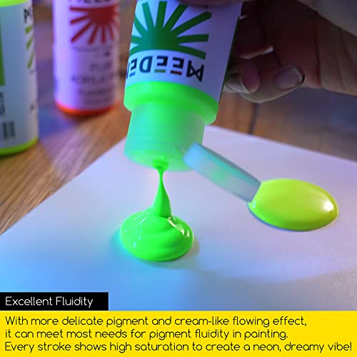 MEEDEN Fluorescent Acrylic Paint Set, 6 High Flow Colors, 2 oz F534526