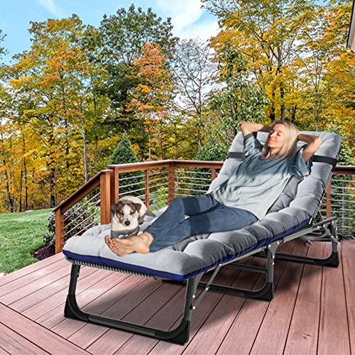Portable Folding Camping Cot, Adjustable Reclining Chaise with Pillow U54731