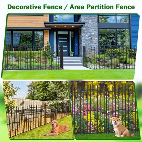 8 Panels Tall No Dig Garden Fence 40in H x 18ft L Rustproof Metal Barrier H7450