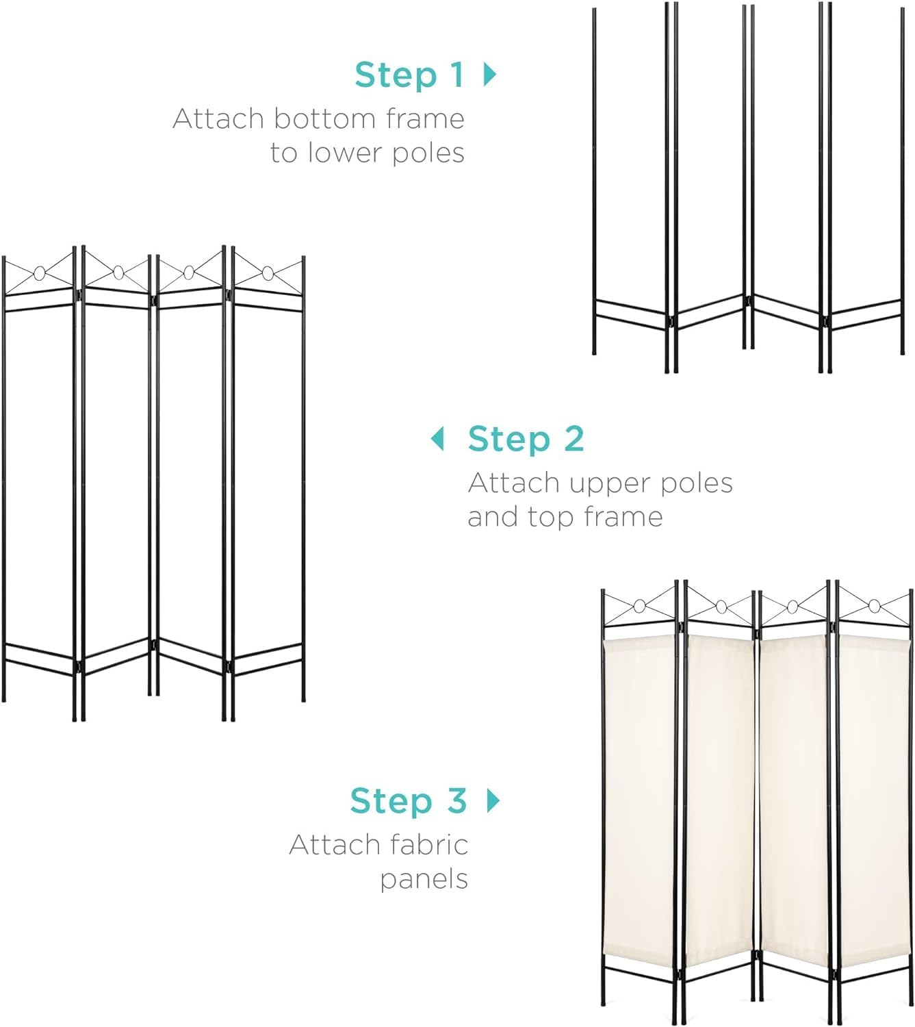 Elegant 4-Panel Screen Room Divider Portable Privacy Partition Z1273