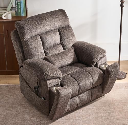 Lift Chair Recliner with Massage and Heat, Heavy Duty for Seniors, Brown V12888