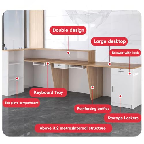 Minimalist L-Shaped Reception Desk with Drawers for Salon, Spa, Office B9355