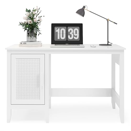 47" Executive Desk with Drawers and Cabinet, White O616066