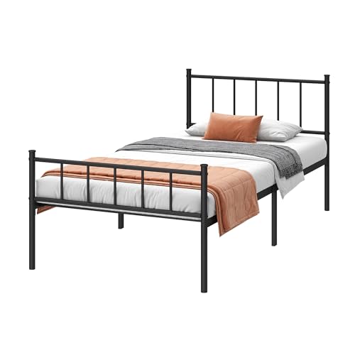 Full Bed Frame Metal Platform Bed with Steel Slat Support F6304