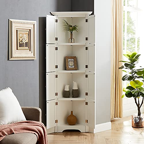 72" Tall Corner Cabinet with Doors and 4 Shelves, White G153697