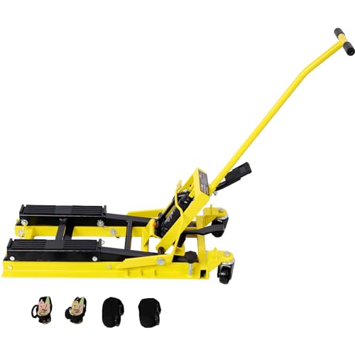 Hydraulic Motorcycle Lift Jack 1500 LBS, Foot-Operated Scissor Lift Table, Red H6166