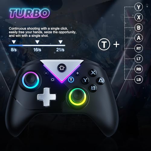 Dinosoo RGB Wireless Controller for Nintendo Switch 2/1 Lite/OLED and PC Q28397