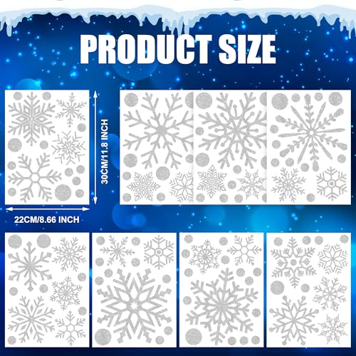 Extra Large Glitter Snowflake Window Clings Christmas White Window Decals L83083