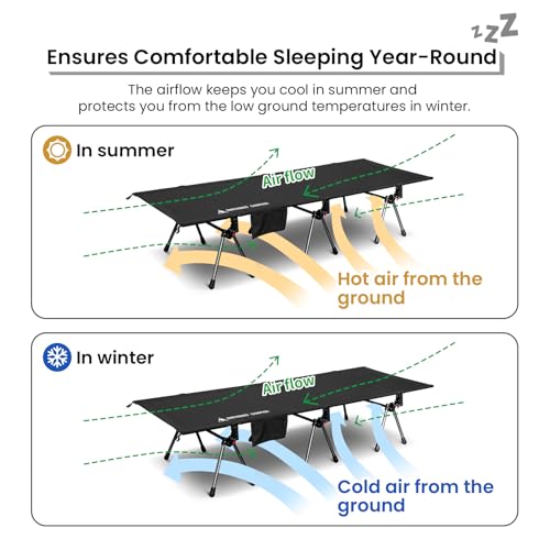 OneTigris SUPRANUBIS Camping Cot, Height Adjustable, Portable Folding Bed R56991