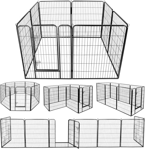 LEMY 16 Panels 32 in Metal Pet Playpen with Door, Black N86004