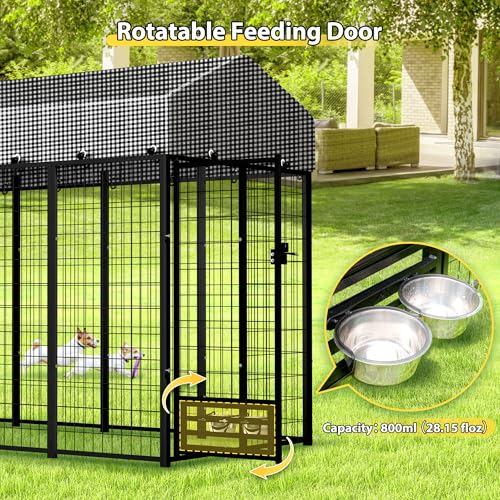Large Outdoor Dog Kennel with Roof Cover Heavy Duty Welded Wire Steel Dog Pen B5629