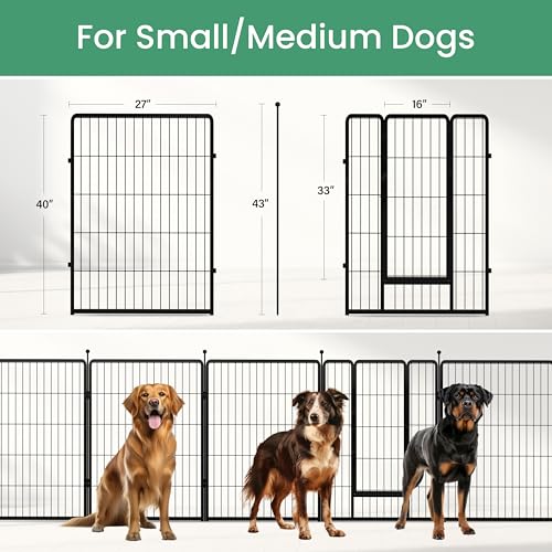HealSmart Dog Playpen Indoor 32" Height 8 Panels for Small/Medium Dogs, Black J454