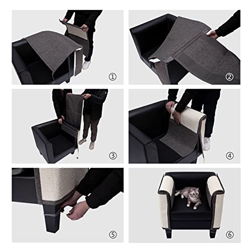 Cat Scratch Furniture Protector for Couch Sofa Chair, Natural Sisal, Light Gray Left N516