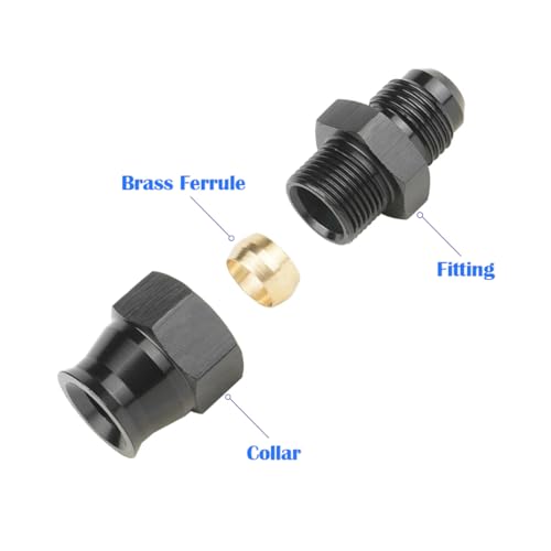 6AN Male to 3/8" Hardline Compression Fitting Adapter, Black Anodized Aluminum N259724