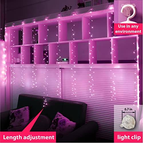 ZSJWL 2 Pack Curtain Lights, 300 LED Warm White with Remote, 9.8 × 9.8 Ft for Bedroom Window G2485