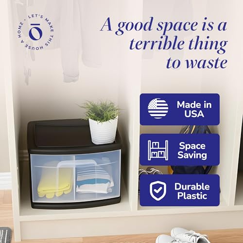 HOMZ 2-Pack 1-Drawer Storage Cart, Clear Plastic, White Frame Y898