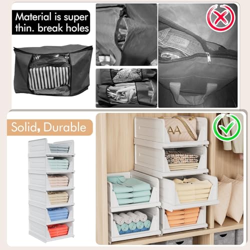 5 Pack Stackable Closet Storage Basket, Foldable Organizer, White M149842