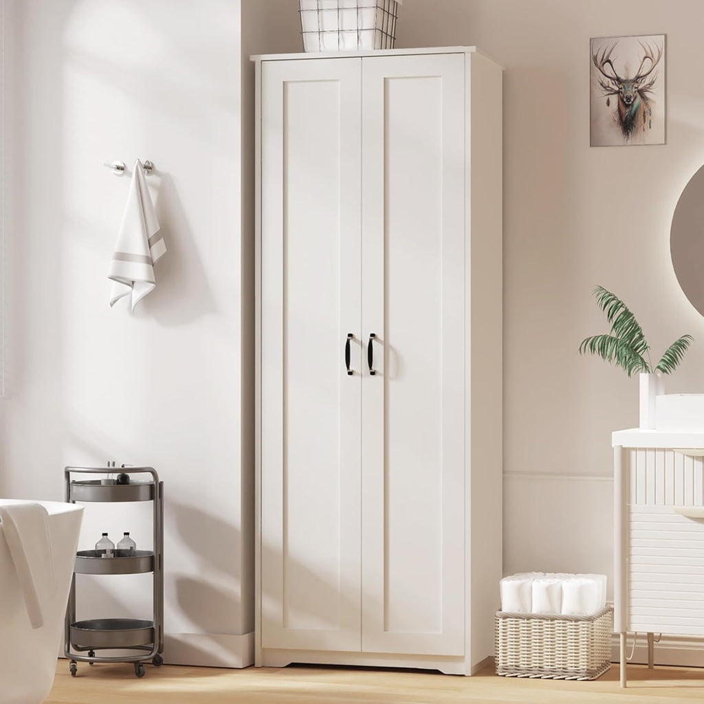 70" Tall Storage Pantry Cabinet with 2 Doors and 6 Shelves, White X599151
