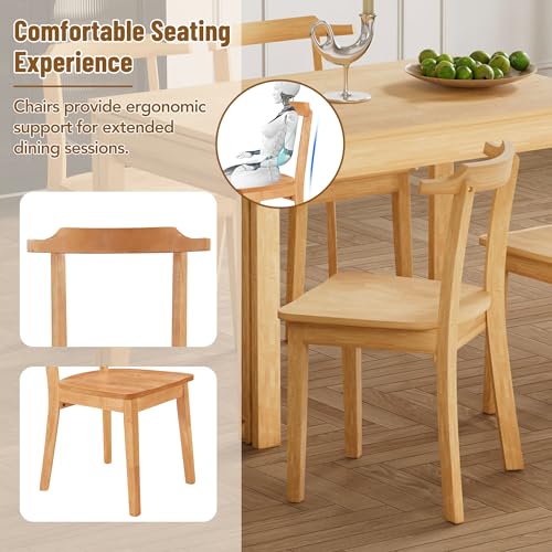 Bellemave 5-Piece Extendable Dining Table Set with 4 Chairs and Pull-out Side Table, Brown C75557