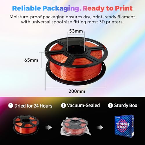 FLASHFORGE Silk PLA Filament 1.75mm, 1kg Spool V8381