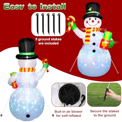 6FT Blow Up Snowman Christmas Inflatables with LED Lights J361