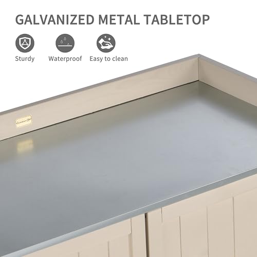 Outdoor Storage Cabinet with Potting Bench & Metal Tabletop V66120