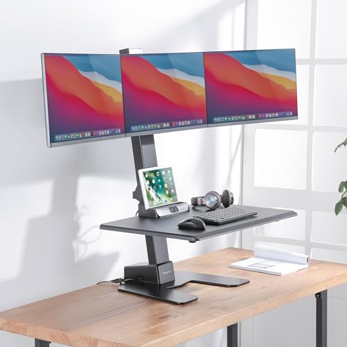 Mount-It! Electric Standing Desk Converter - Motorized Sit-Stand Desk Riser with Monitor Mount, 32" V46023