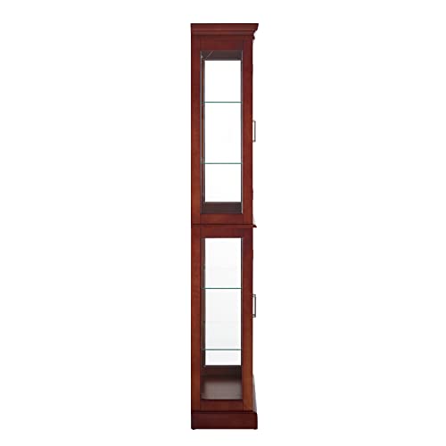 Lighted Glass Curio Cabinet with Adjustable Shelves & Mirrored Back G992993