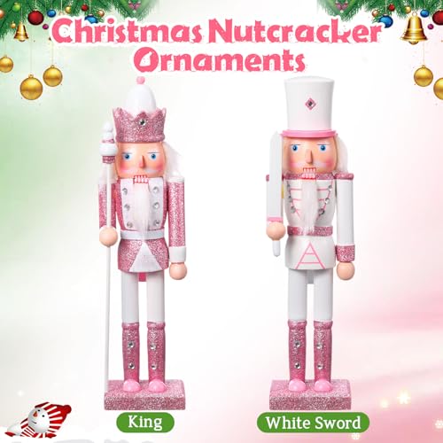 Huwena 2Pcs Christmas Nutcracker Soldier Wooden Figure Decor 12'' Z474