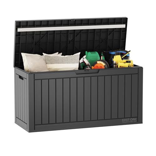 EAST OAK 60 Gallon Waterproof Outdoor Storage Box, Grey A4870