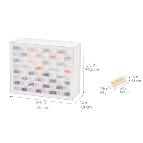 IRIS USA Plastic Drawer Storage Organizer, 24-Drawer Cabinet, White L6685