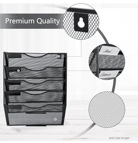 Hanging Wall File Organizer 3 Pocket, Black F549576