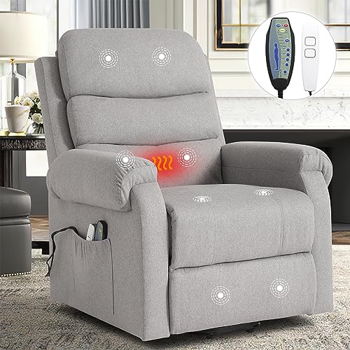Power Lift Recliner Chair for Elderly with Heat and Massage, Dark Blue Y6453