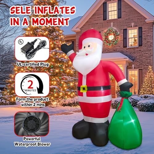 8 FT Christmas Inflatable Santa Claus with Gift Box for Yard Outdoor Decor B4648