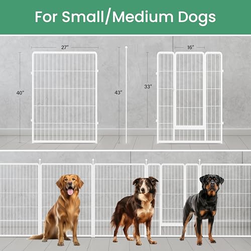 HealSmart Dog Playpen Indoor 32" Height 8 Panels for Small/Medium Dogs, Black J454