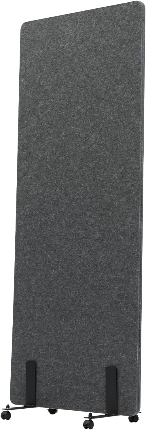Freestanding 24" x 66" Acoustic Room Divider Partition, Dark Gray M9397
