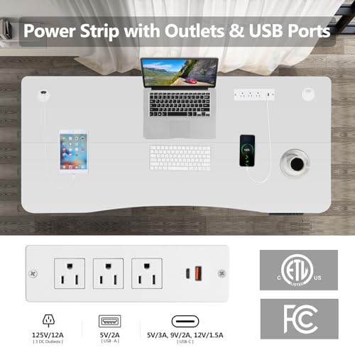 Electric Standing Desk with Charging Station, Oak W842676