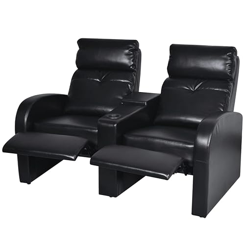 2-Seater Faux Leather Recliner Sofa with Cup Holder E526