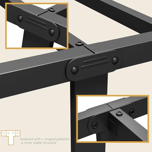 Vengarus Metal Bed Frame Full Size with Headboard, Heavy Duty Steel Slat, Black S383