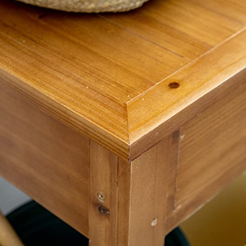 Outsunny Potting Bench Table, Outdoor Wooden Workstation with Shelves and Drawer Z303163