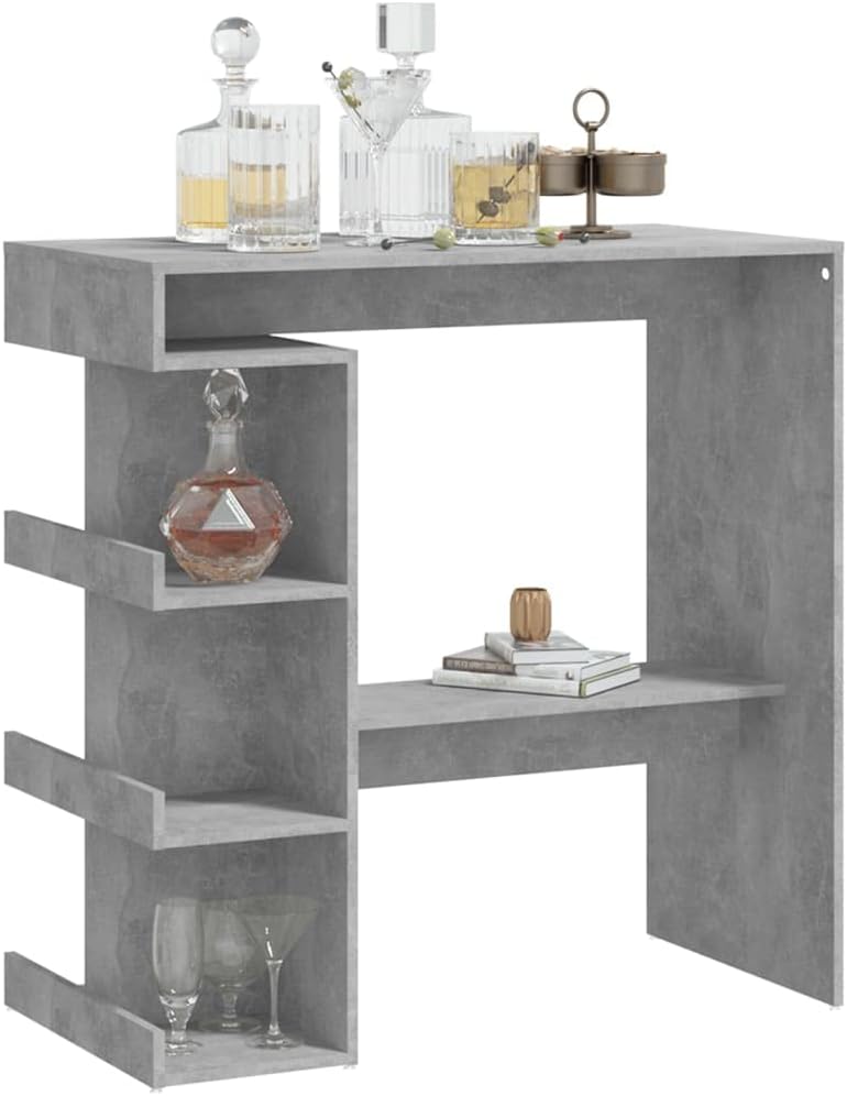 Dining Table with Storage Rack Concrete Gray Engineered Wood T304