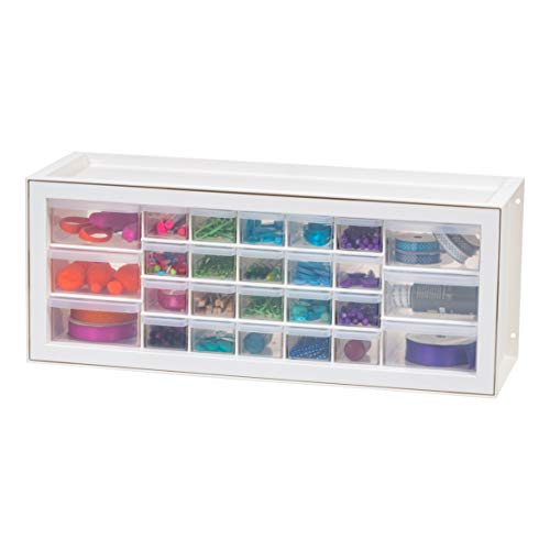 IRIS USA Plastic Drawer Storage Organizer, 24-Drawer Cabinet for Crafts Hardware Tools - Black I685821