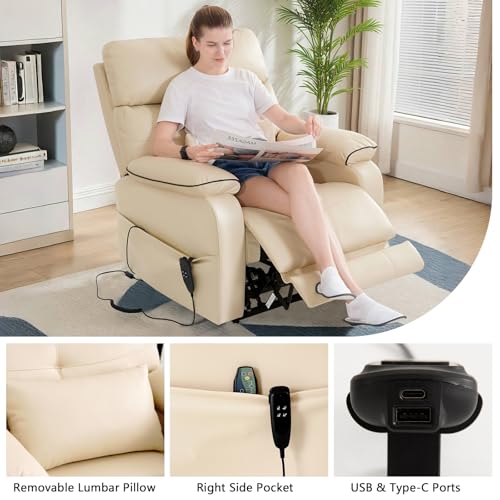 Dual Motor Power Lift Recliner Chair with Heat & Massage, Beige G98490