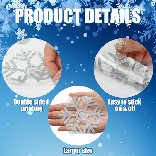 Extra Large Glitter Snowflake Window Clings Christmas White Window Decals L83083