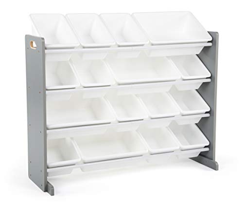 Humble Crew Supersized Toy Storage Organizer with 16 Removable Bins, Grey/White D772791